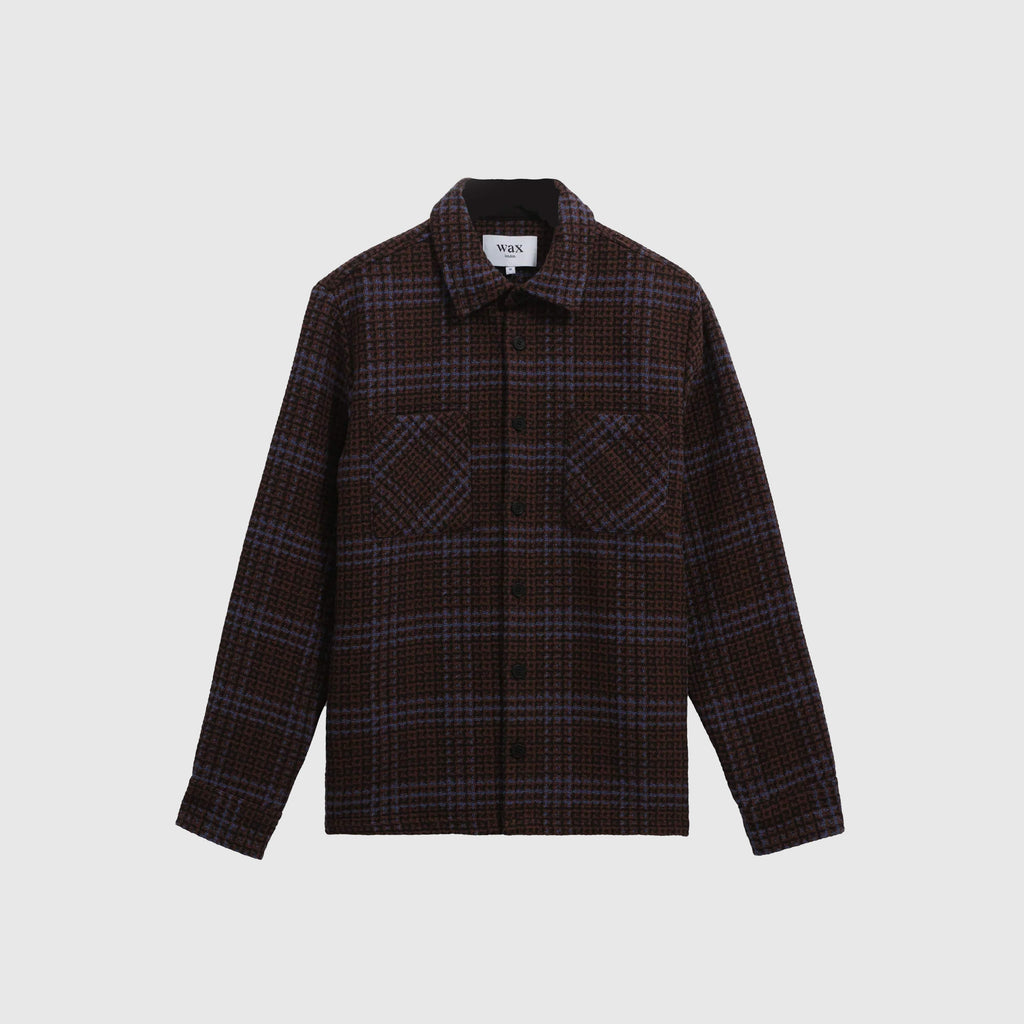 Wax Whiting Overshirt - Skate Check Brown / Blue - Front