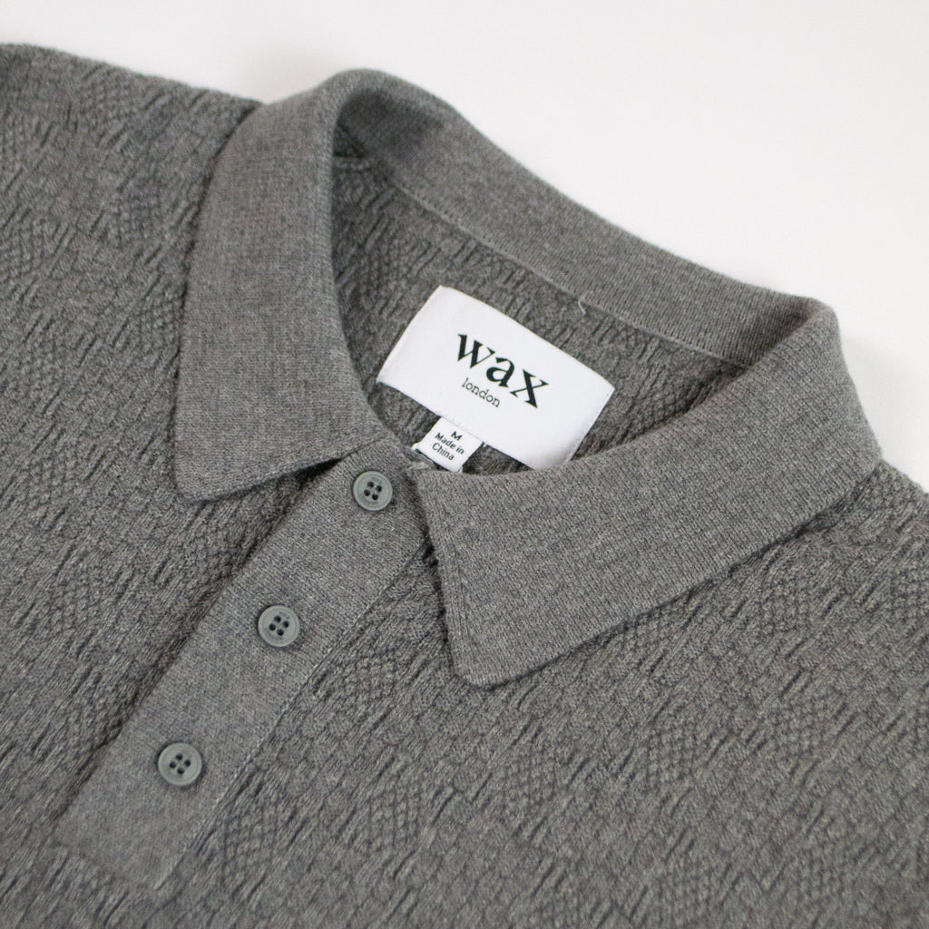 Wax Oban Polo - Grey Marl - Front Close Up