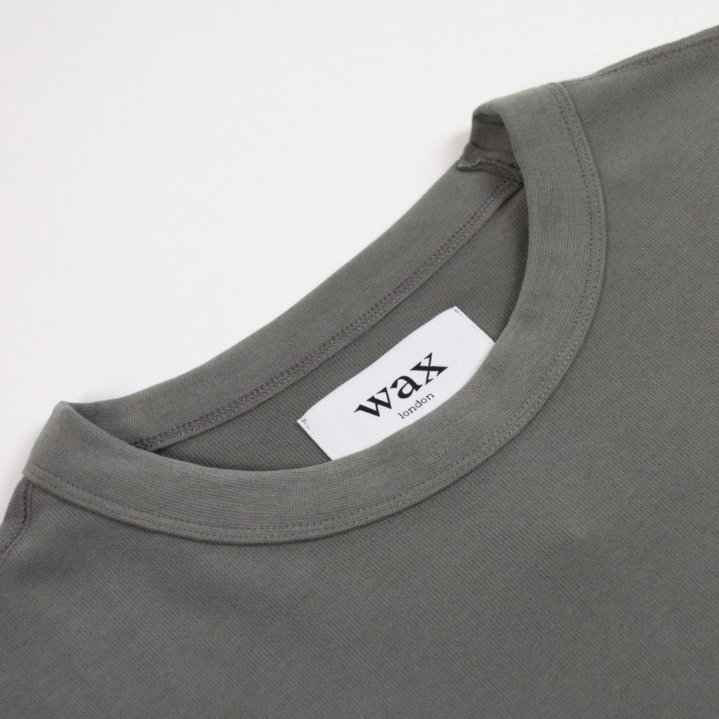 Wax Milton Heavyweight SS Tee - Dark Grey - Front Close Up
