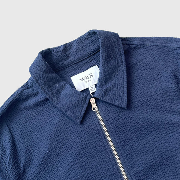 Wax Eldon Seersucker Jacket - Navy - Front Close Up