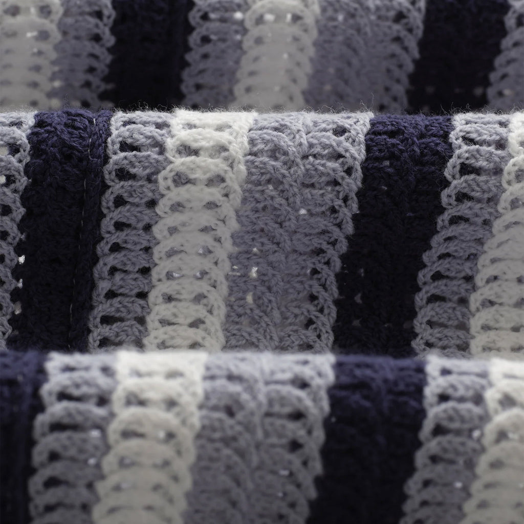 Wax Porto Shirt Stripe Crochet - Blue / Ecru - Close Up