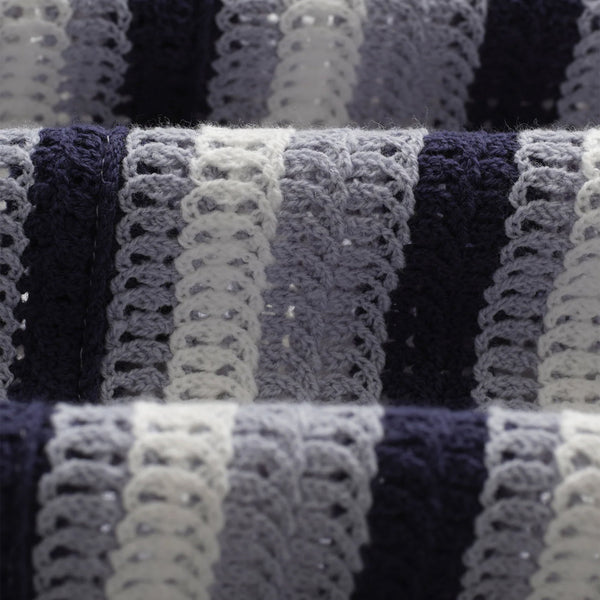 Wax Porto Shirt Stripe Crochet - Blue / Ecru - Close Up