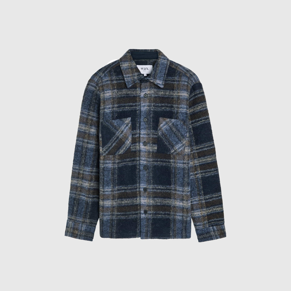 Wax Whiting Overshirt - Wool Blend Check / Navy - Front