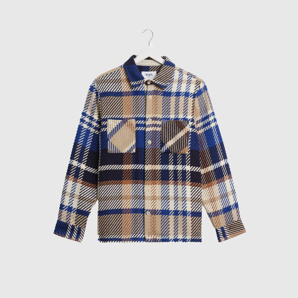 Wax Whiting Overshirt - Blue / Tan - Front
