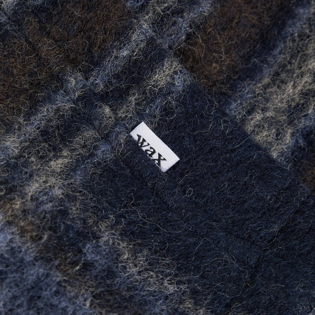Wax Whiting Overshirt - Wool Blend Check / Navy - Close Up