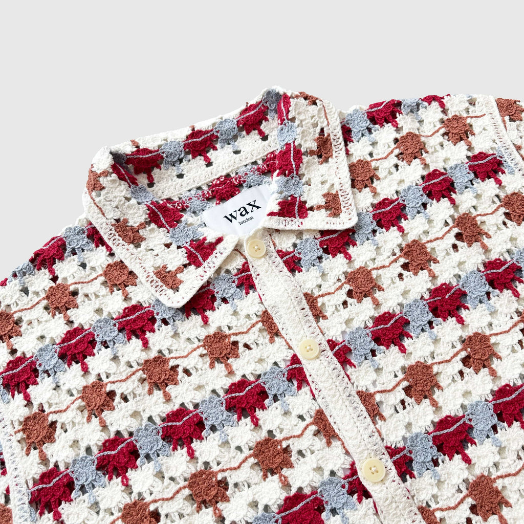 Wax Porto Shirt Splash Crochet - Ecru / Multi - Front Close Up