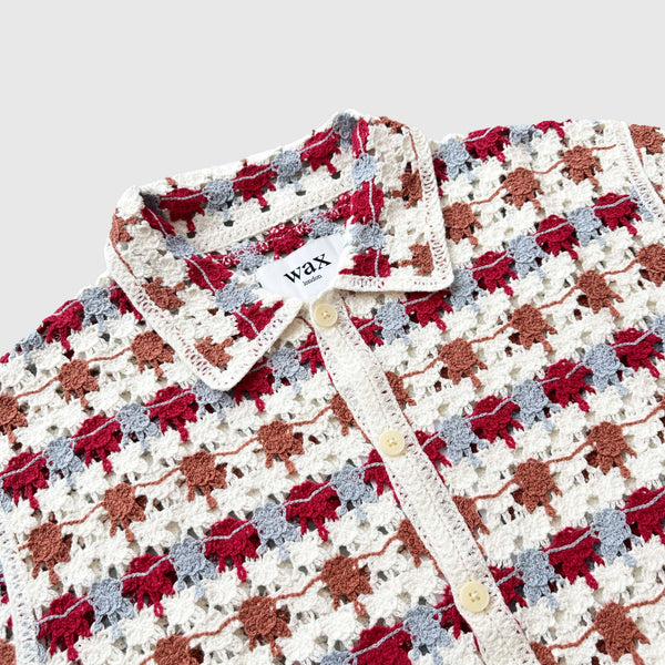 Wax Porto Shirt Splash Crochet - Ecru / Multi - Front Close Up