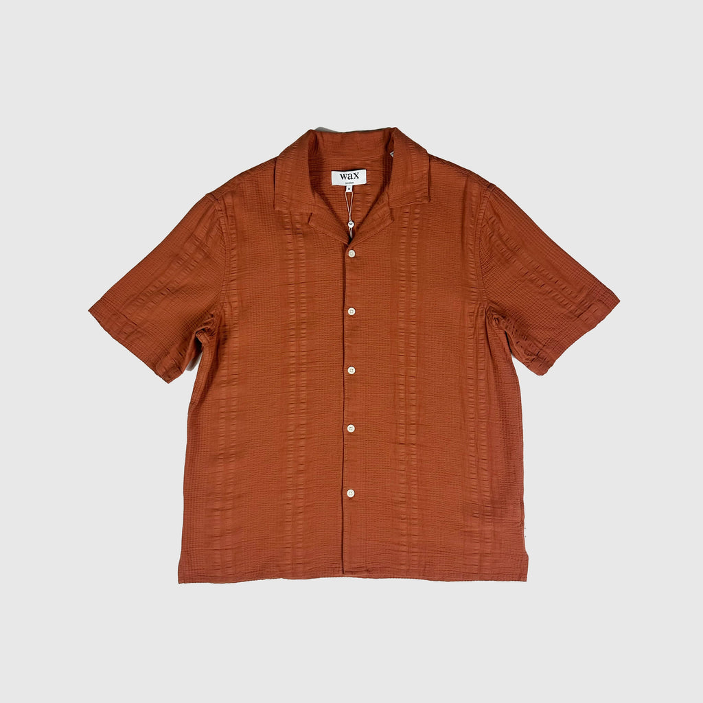 Wax Didcot SS Shirt Seersucker - Rust - Front
