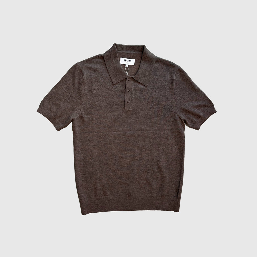 Wax Naples Polo - Worsted Wool Brown - Front