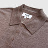 Wax Naples Polo - Worsted Wool Brown - Front Close Up