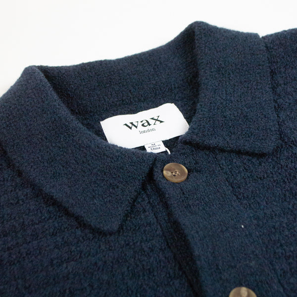 Wax Dalwood Cardigan - Navy - Front Close Up