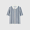 Wax Porto Shirt Stripe Crochet - Blue / Ecru - Front