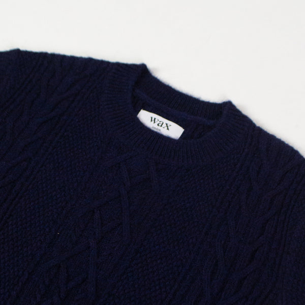 Wax Hyatt Crew - Navy - Front Close Up