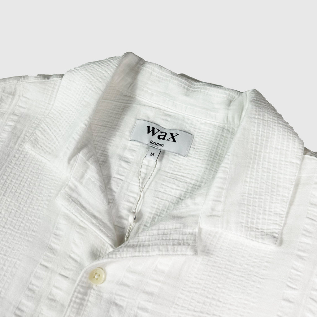 Wax Didcot SS Shirt Seersucker - Ecru - Front Close Up