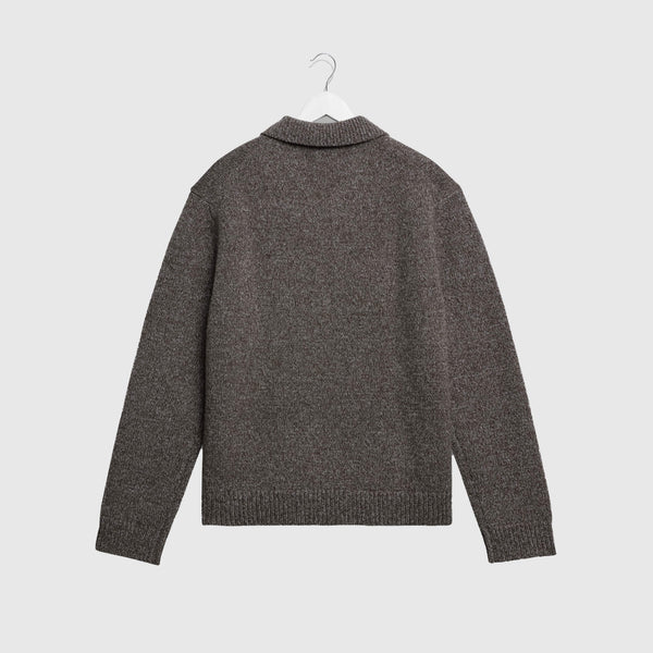 Wax Alpha Zip L/S Polo - Brown / Grey - Back