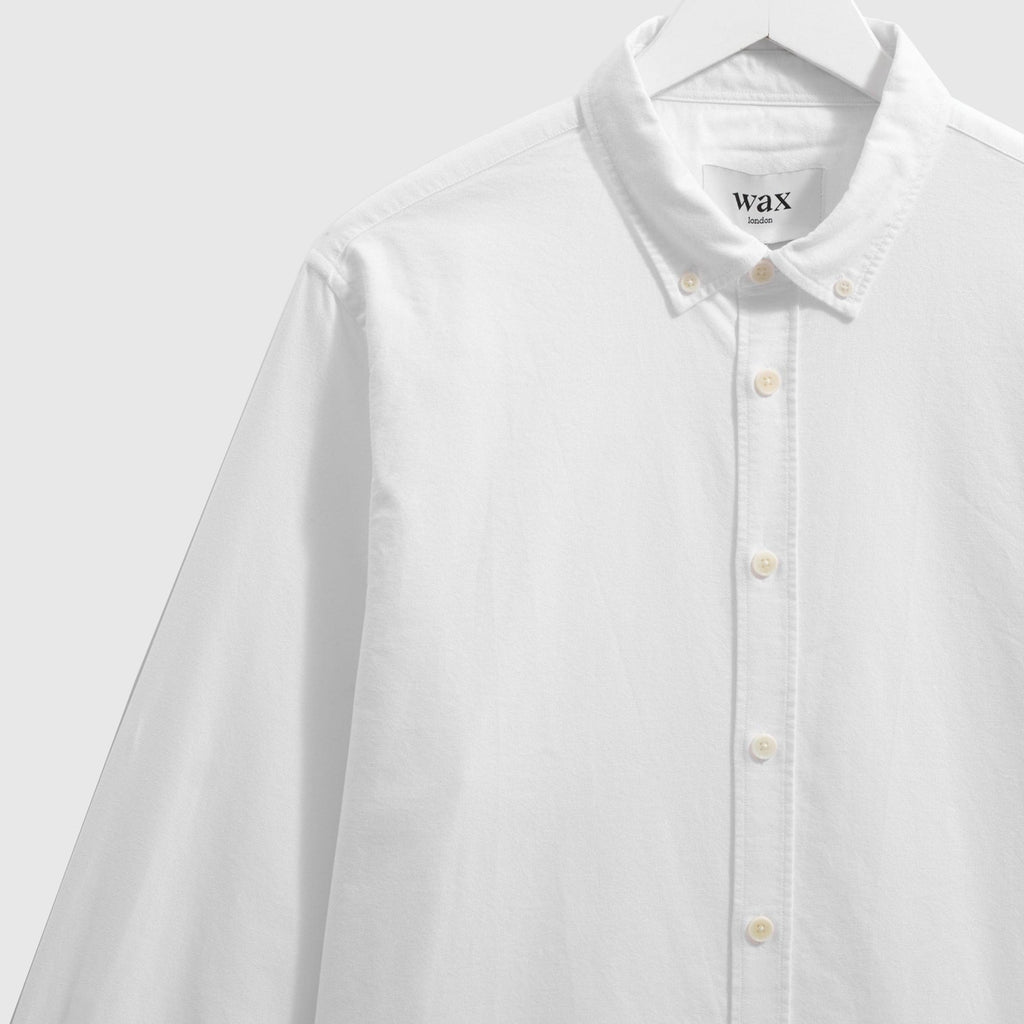 Wax Caspian LS Oxford Shirt - White - Front Close Up