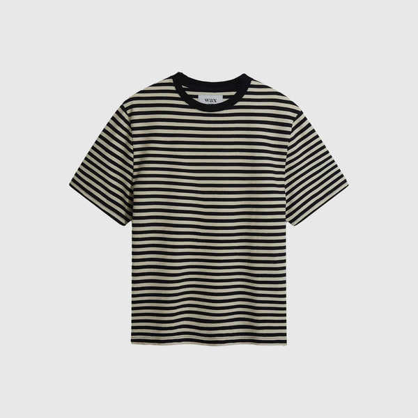 Wax Dean Tee - Jolt Stripe Navy / Ecru - Front