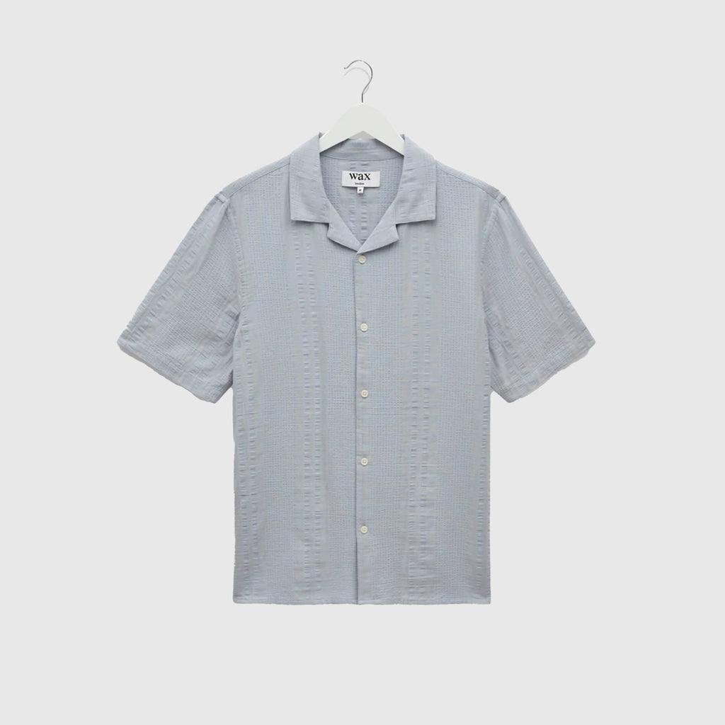 Wax Didcot SS Shirt Seersucker - Blue - Front