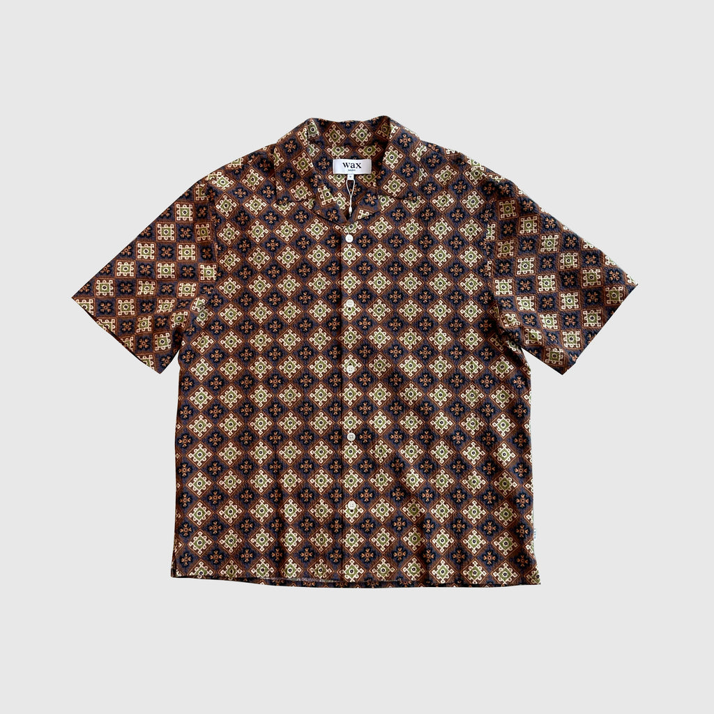 Wax Didcot SS Shirt Seersucker Tiles - Rust / Multi - Front