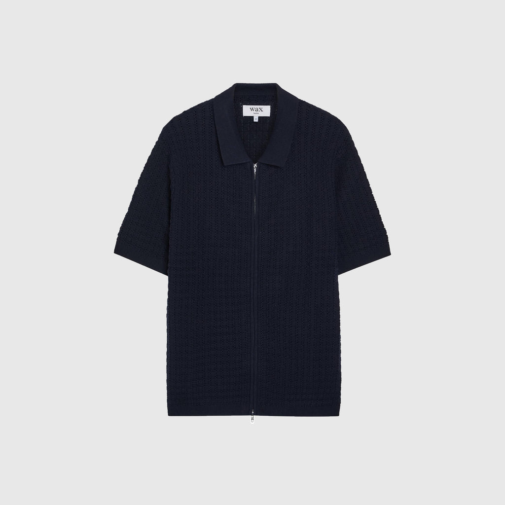 Wax Goldie Zip Polo - Navy - Front
