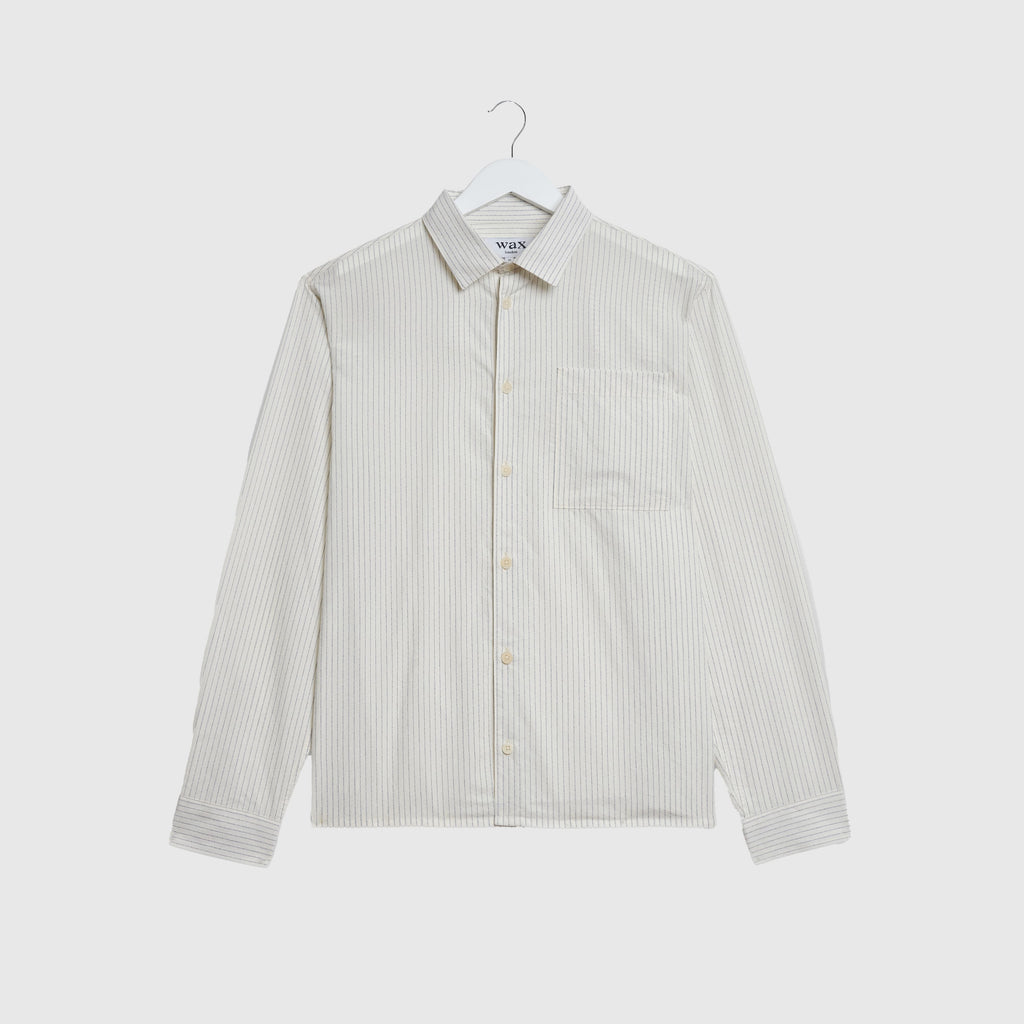 Wax Halcomb L/S Shirt Broken Stripe - Ecru / Blue - Front