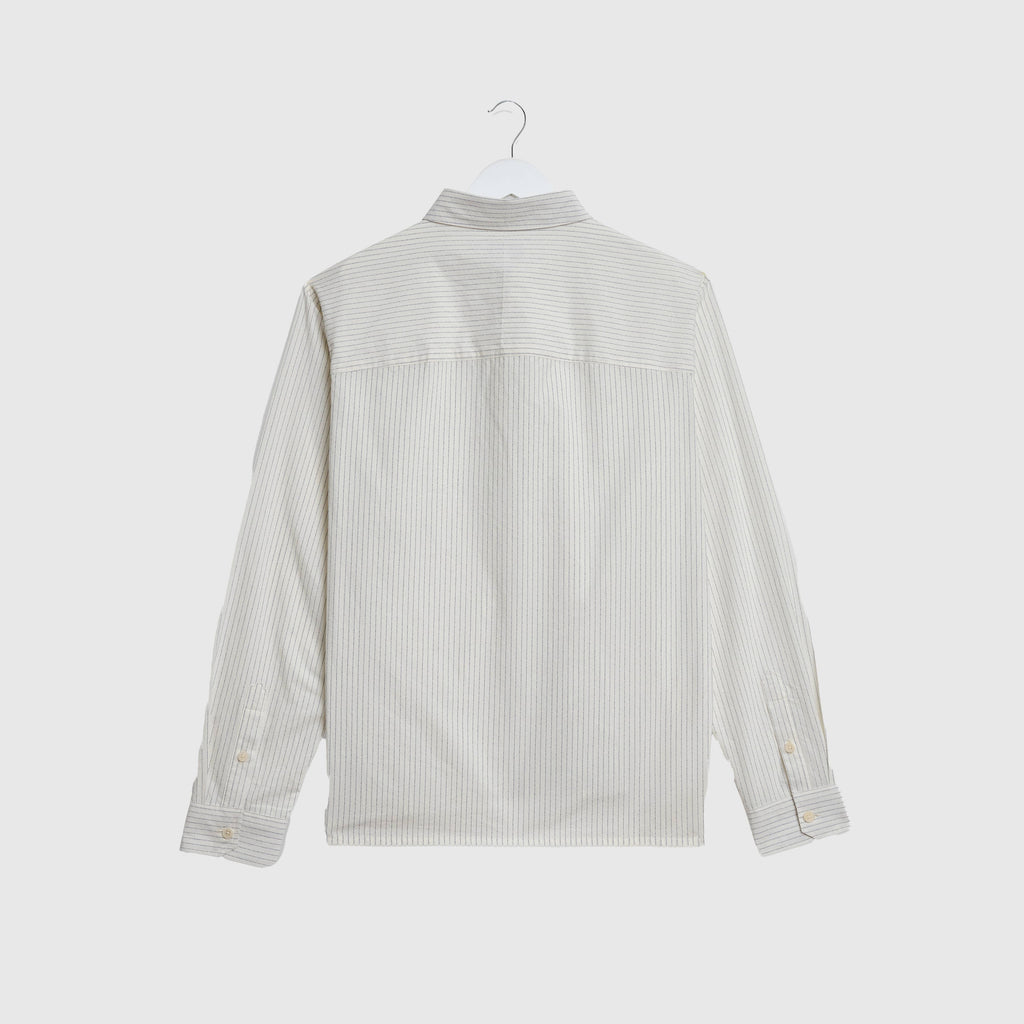 Wax Halcomb L/S Shirt Broken Stripe - Ecru / Blue - Back