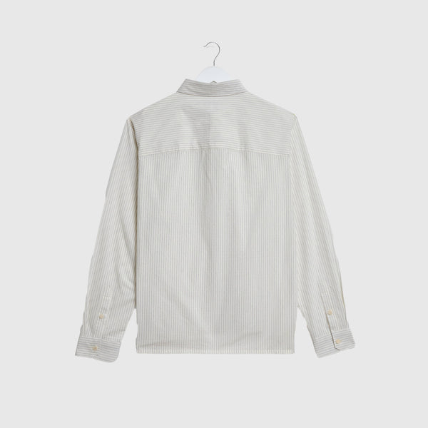 Wax Halcomb L/S Shirt Broken Stripe - Ecru / Blue - Back