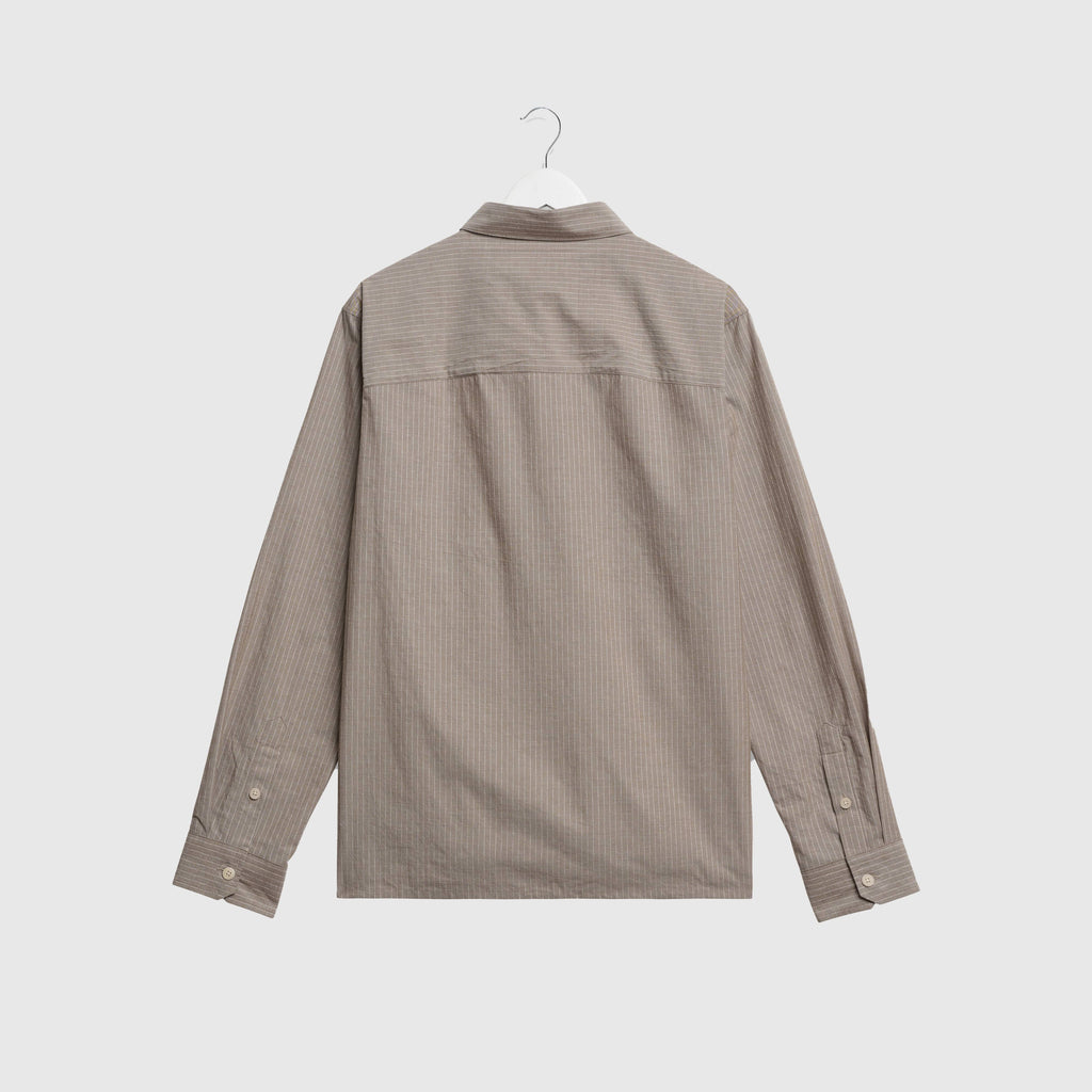 Wax Halcomb L/S Shirt Broken Stripe - Light Brown - Back