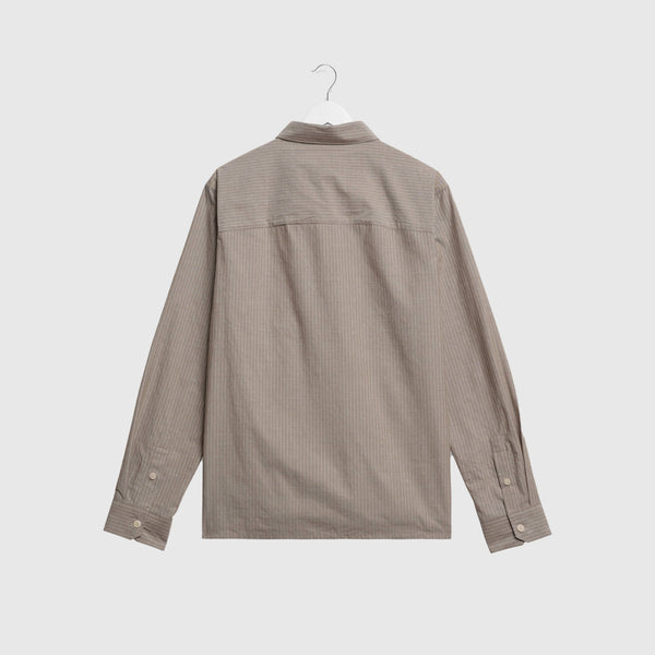 Wax Halcomb L/S Shirt Broken Stripe - Light Brown - Back