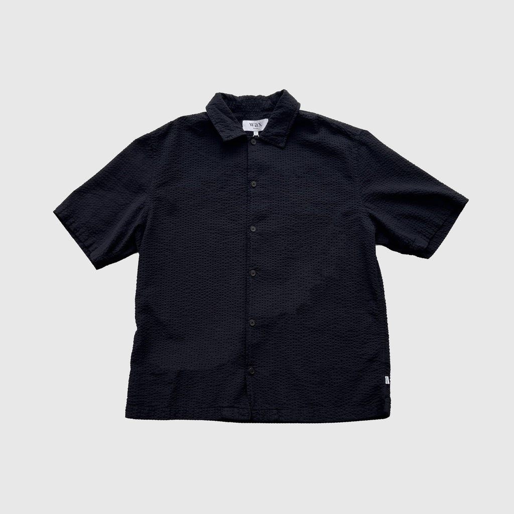 Wax Keats SS Shirt - Seersucker Black - Front