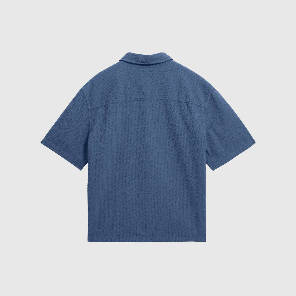 Wax Keats SS Shirt - Seersucker Blue - Back