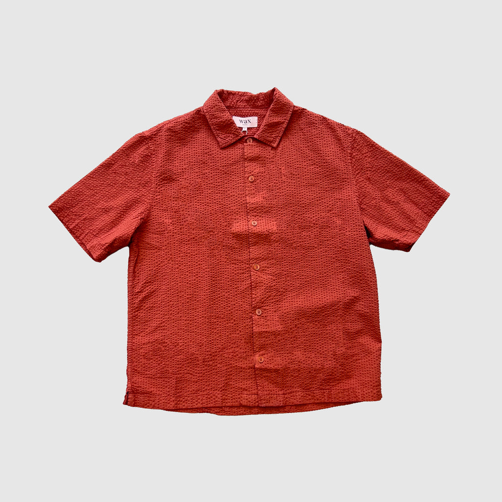Wax Keats SS Shirt - Seersucker Rust - Front