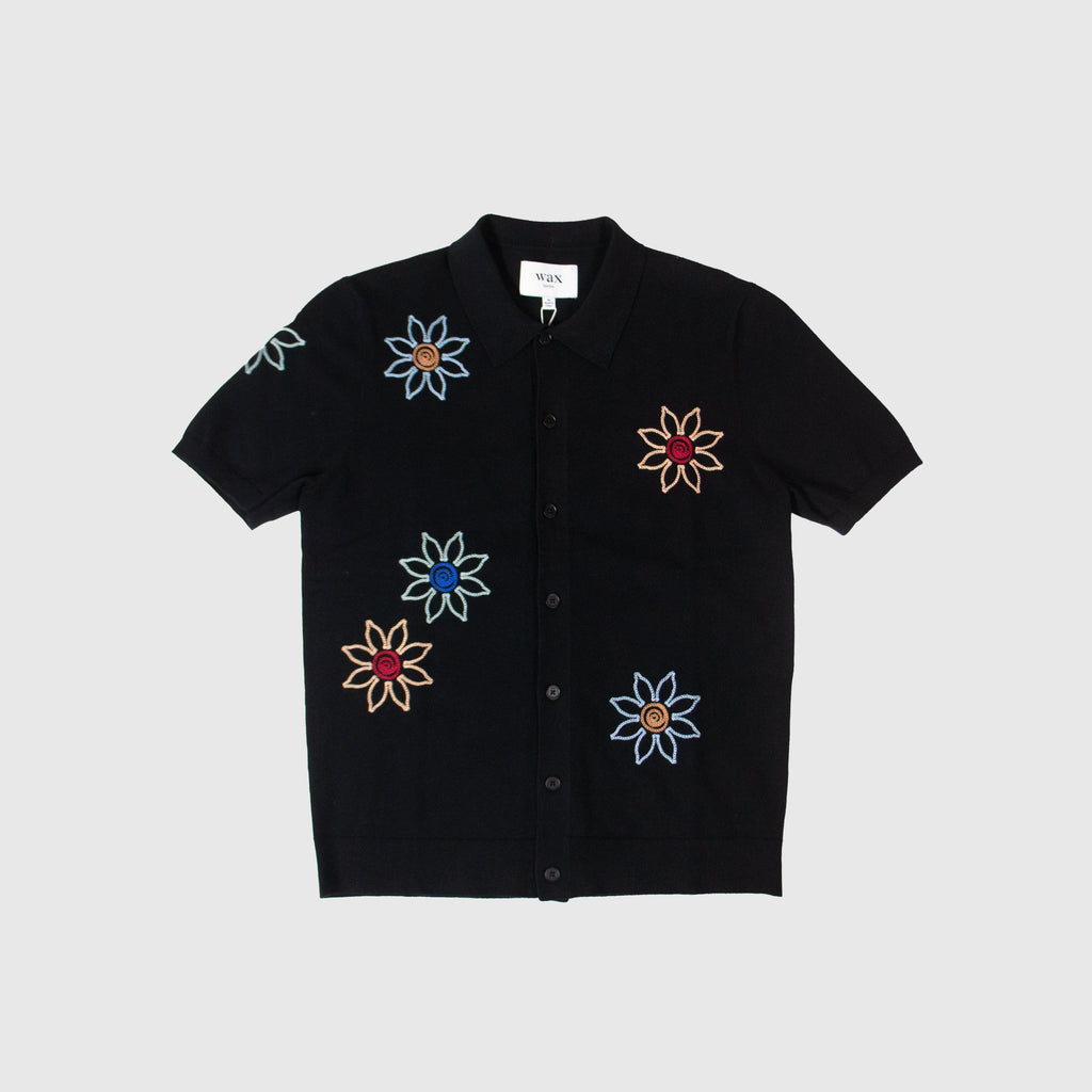Wax Tellaro SS Shirt - Floral Embroidery Black / Multi - Front