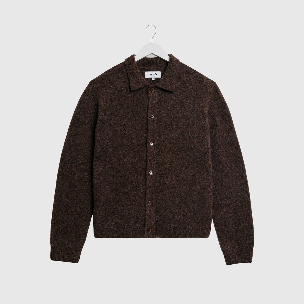 Wax Tristan L/S Polo - Chocolate Brown - Front