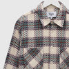 Wax Whiting Overshirt - Hutton Check Ecru / Green - Front Close Up