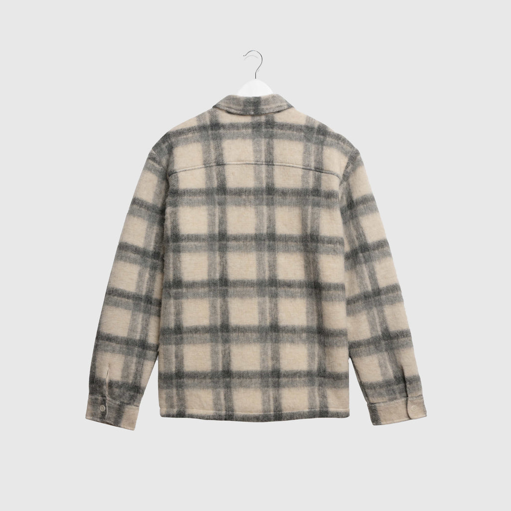 Wax Whiting Overshirt Ash Wool Blend Check - Ecru / Grey - Back