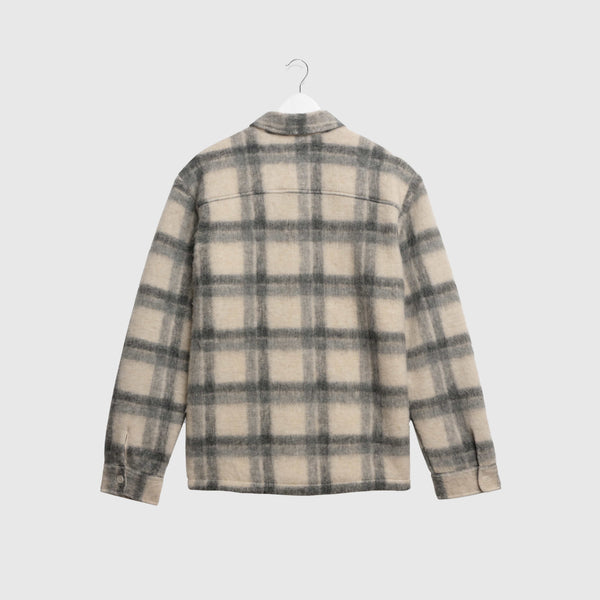 Wax Whiting Overshirt Ash Wool Blend Check - Ecru / Grey - Back