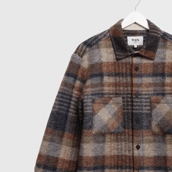 Wax Whiting Overshirt Ari Wool Blend Check - Oatmeal / Multi