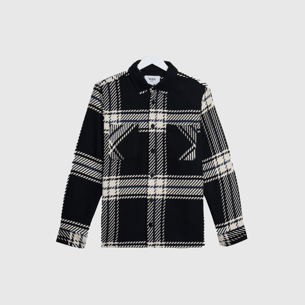 Wax Whiting Overshirt Oversize Grid Check - Black / Ecru