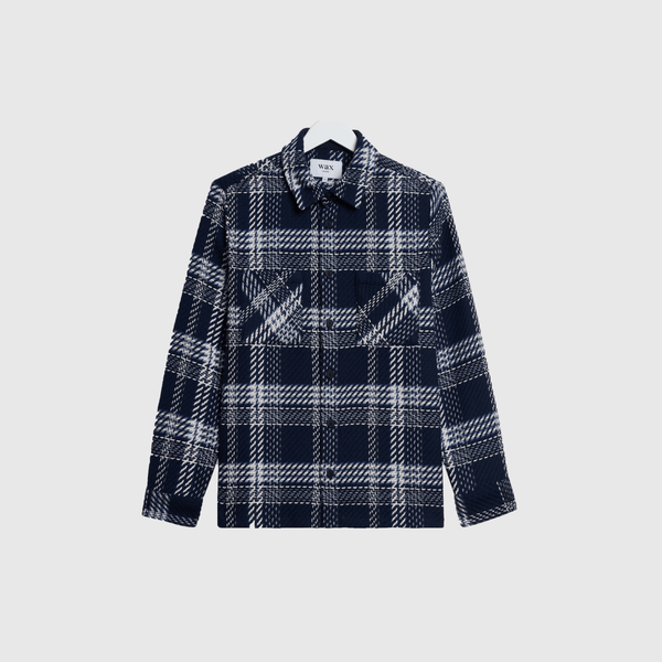 Wax Whiting Overshirt Plaid Weave - Navy / Ecru