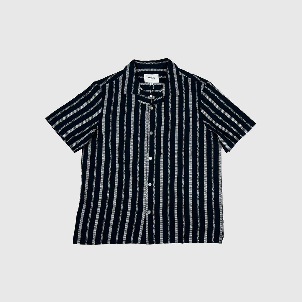 Wax Didcot SS Shirt - Fleck Stripe Navy - Front