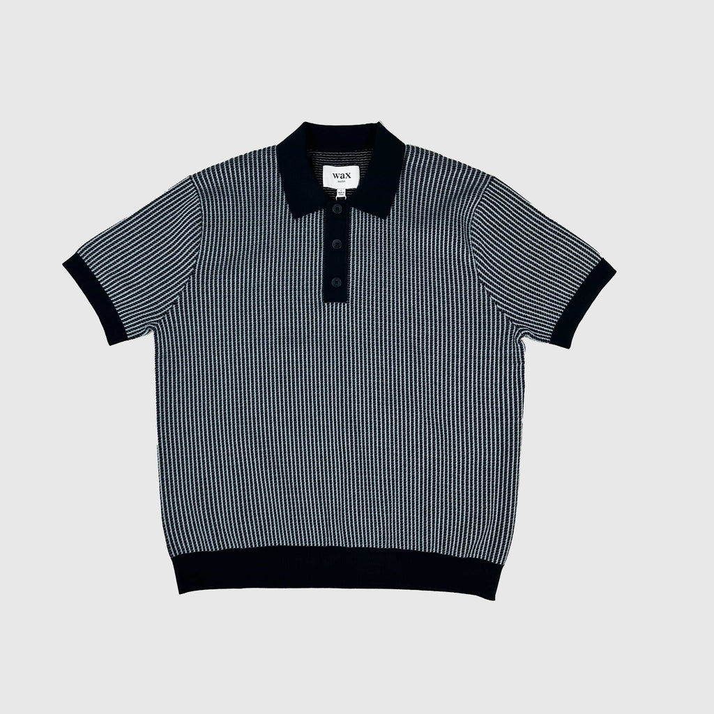 Wax Turin Polo - Ladder Stripe Navy - Front