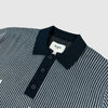 Wax Turin Polo - Ladder Stripe Navy - Front Close Up