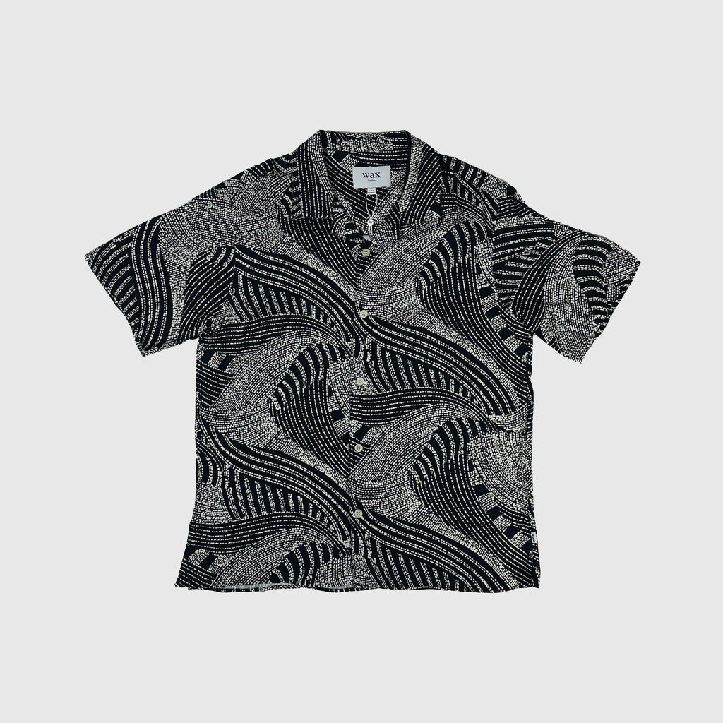 Wax Didcot SS Shirt - Dotted Swirl Navy / Ecru - Front