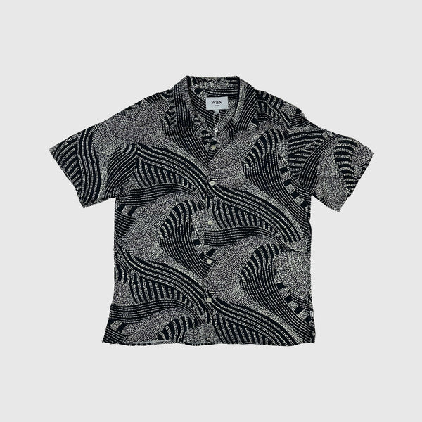 Wax Didcot SS Shirt - Dotted Swirl Navy / Ecru - Front