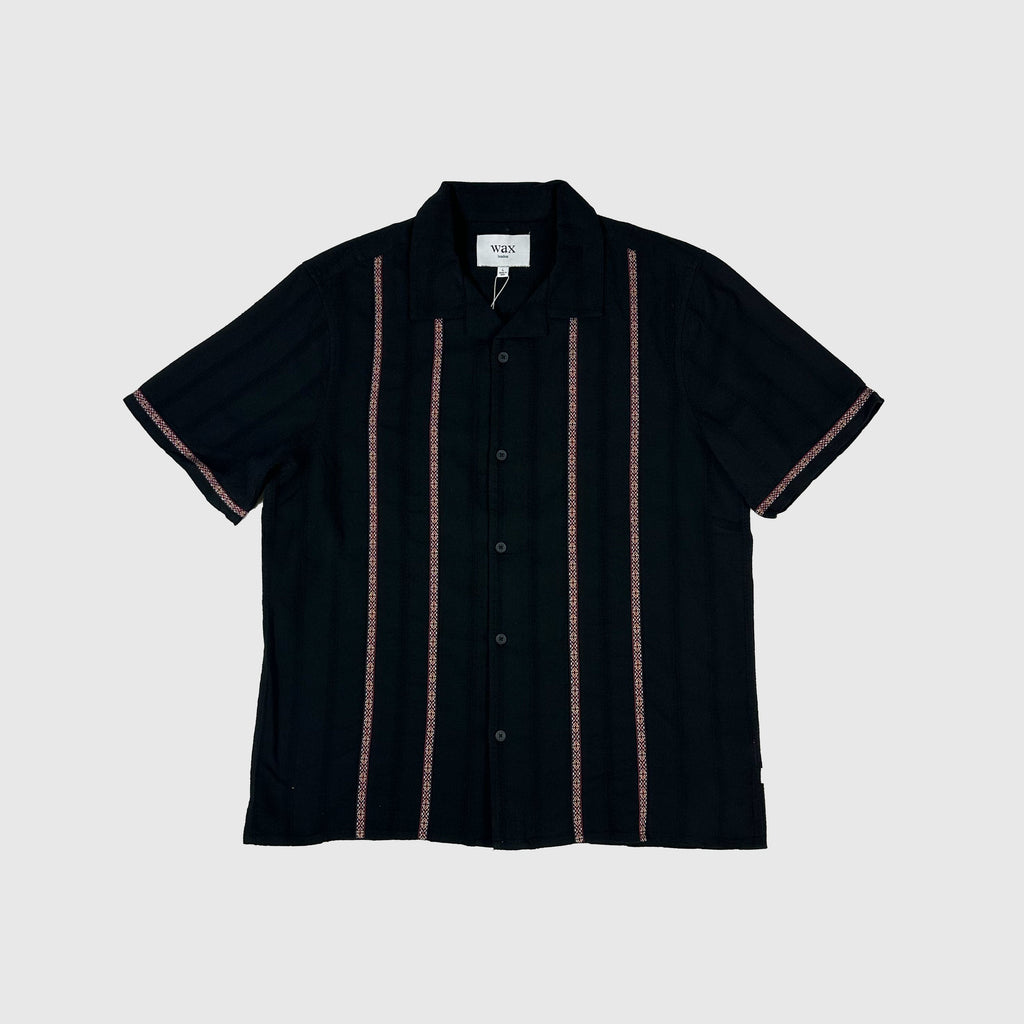 Wax Didcot SS Shirt - Striped Open Dobby Black / Multi - Front