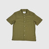 Wax Didcot SS Shirt - Slub Stipe Khaki - Front