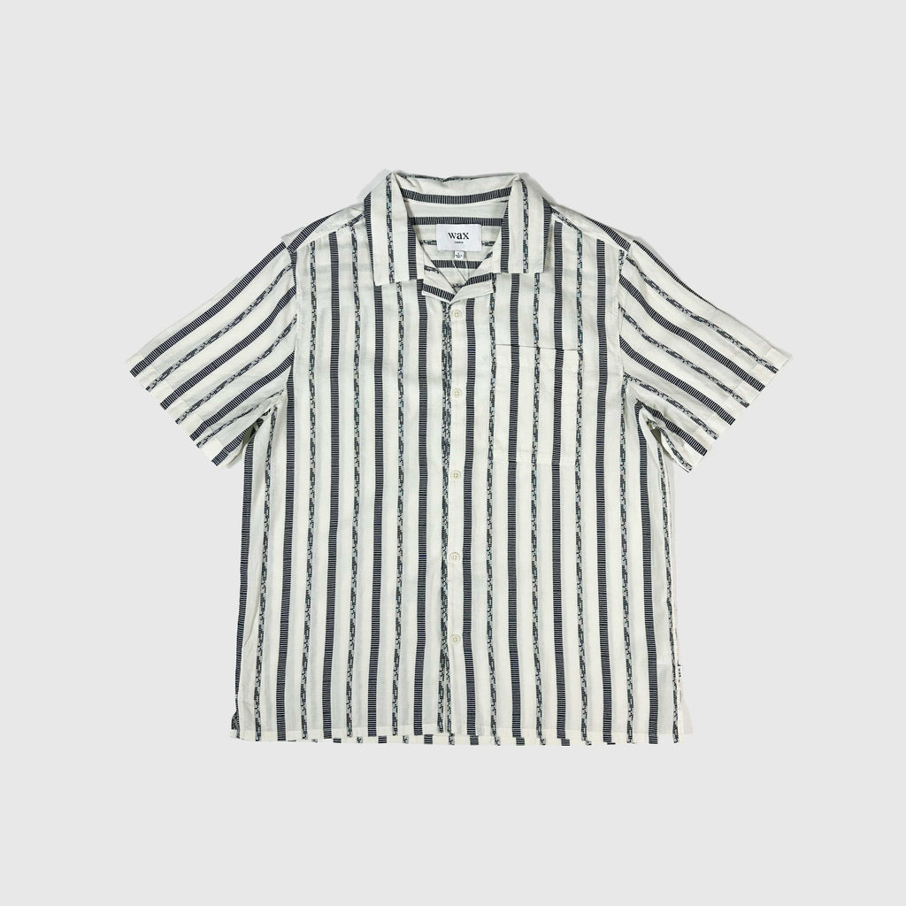 Wax Didcot SS Shirt - Fleck Stripe Ecru - Front