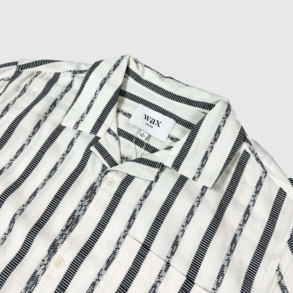 Wax Didcot SS Shirt - Fleck Stripe Ecru - Front Close Up