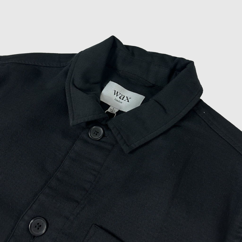 Wax Coleman Jacket - Heavy Double Weave Black - Front Close Up